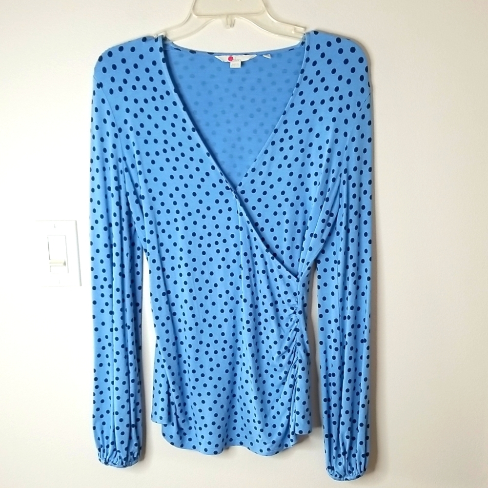Boden Women's wrap gathered waist long sleeve top sz 8